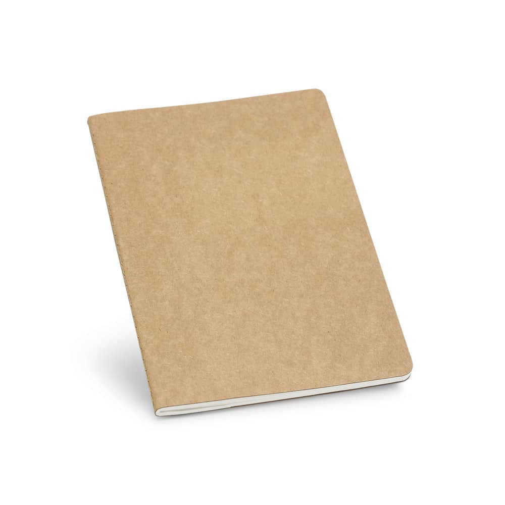 Caderno A5 de capa flexível em cartão kraft 100% reciclado, com páginas pautadas