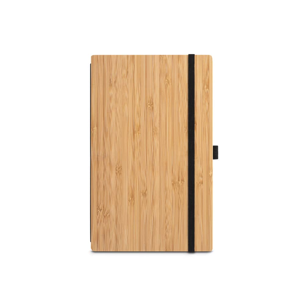 BUARQUE POCKET. Caderno de bolso com capa e contracapa em placa de bambu e lombada em poliéster 100% reciclado, com páginas lisas recicladas