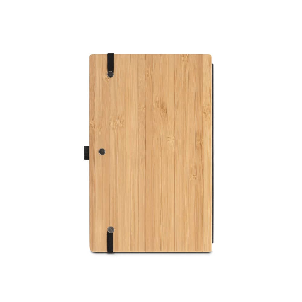 BUARQUE POCKET. Caderno de bolso com capa e contracapa em placa de bambu e lombada em poliéster 100% reciclado, com páginas lisas recicladas