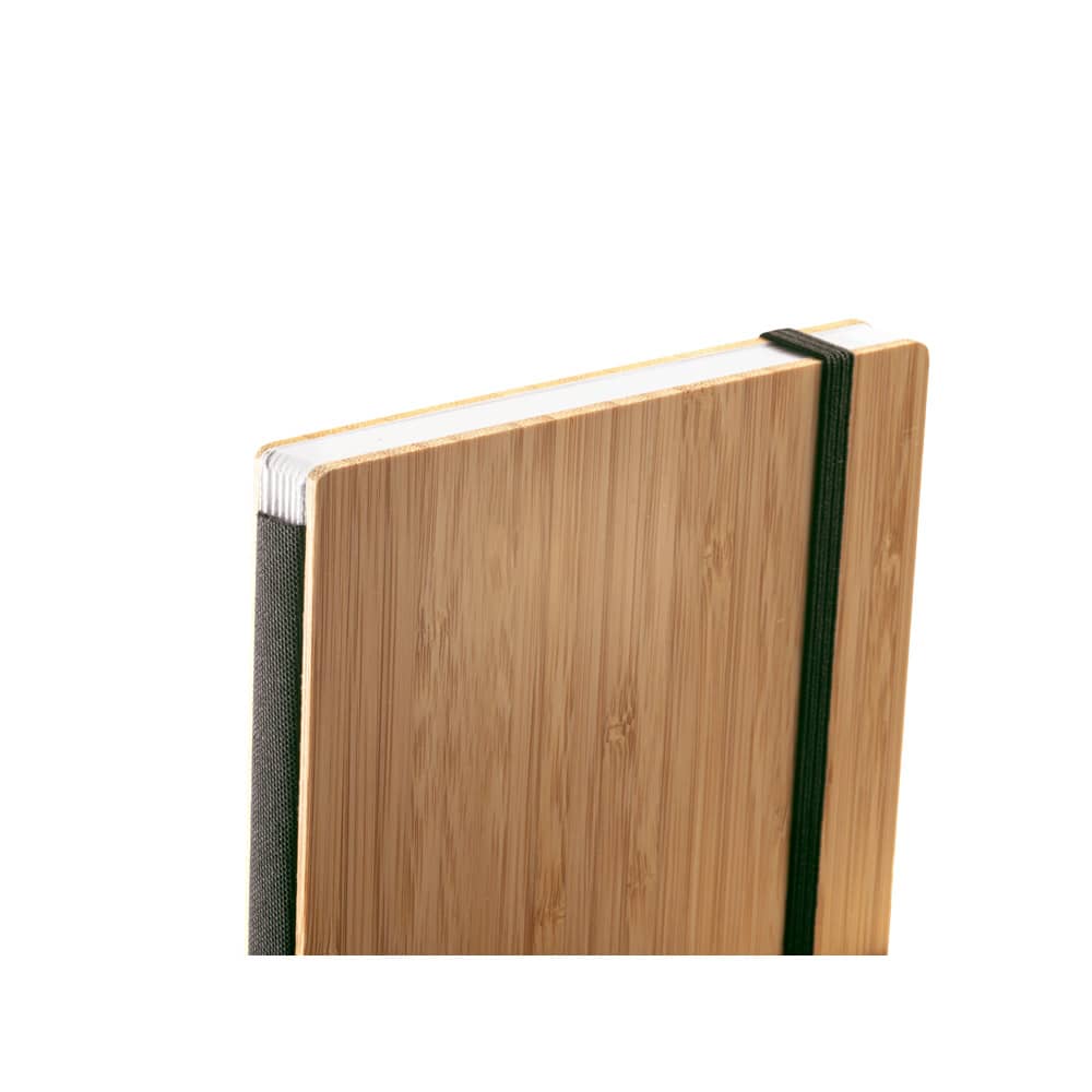 BUARQUE POCKET. Caderno de bolso com capa e contracapa em placa de bambu e lombada em poliéster 100% reciclado, com páginas lisas recicladas