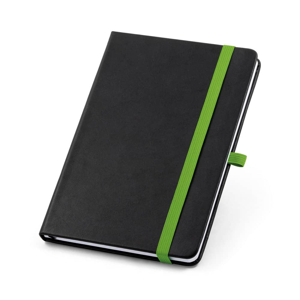 Caderno A5 de capa dura em PU, com páginas pautadas