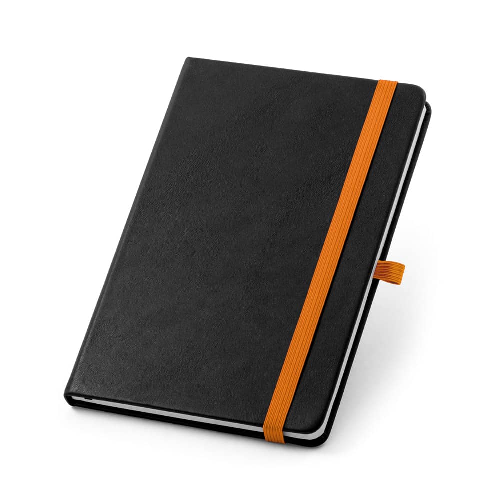 Caderno A5 de capa dura em PU, com páginas pautadas