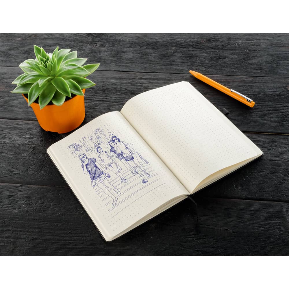 Caderno A5 de capa dura em PVC, com páginas pontilhadas