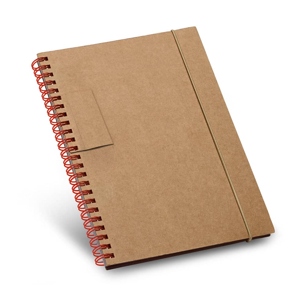 Caderno B6 de capa dura em cartão, com páginas pautadas recicladas