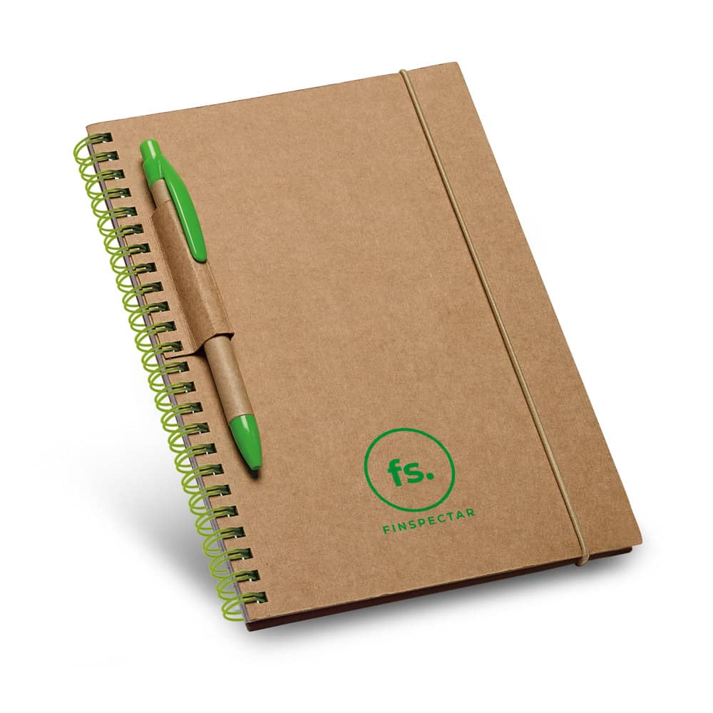 Caderno B6 de capa dura em cartão, com páginas pautadas recicladas