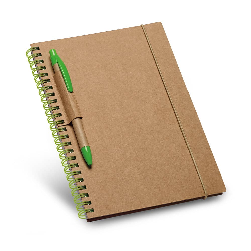 Caderno B6 de capa dura em cartão, com páginas pautadas recicladas