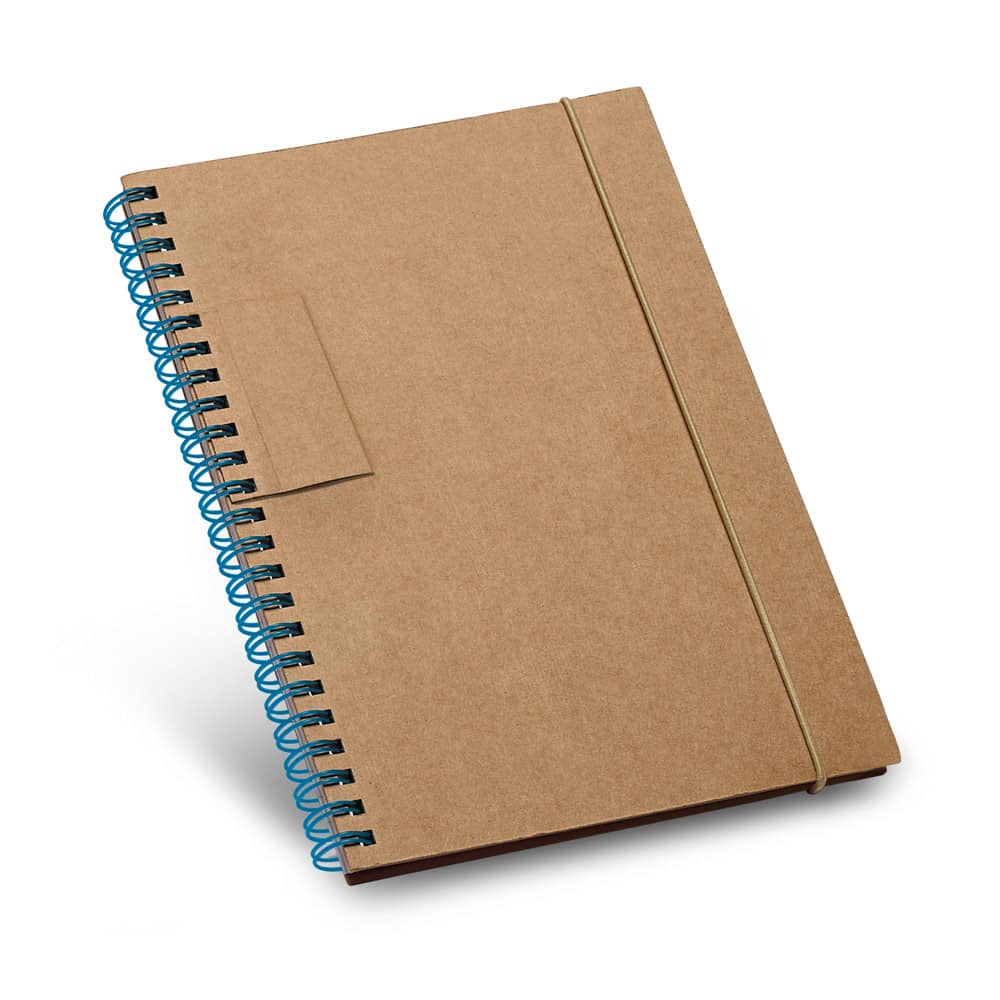 Caderno B6 de capa dura em cartão, com páginas pautadas recicladas