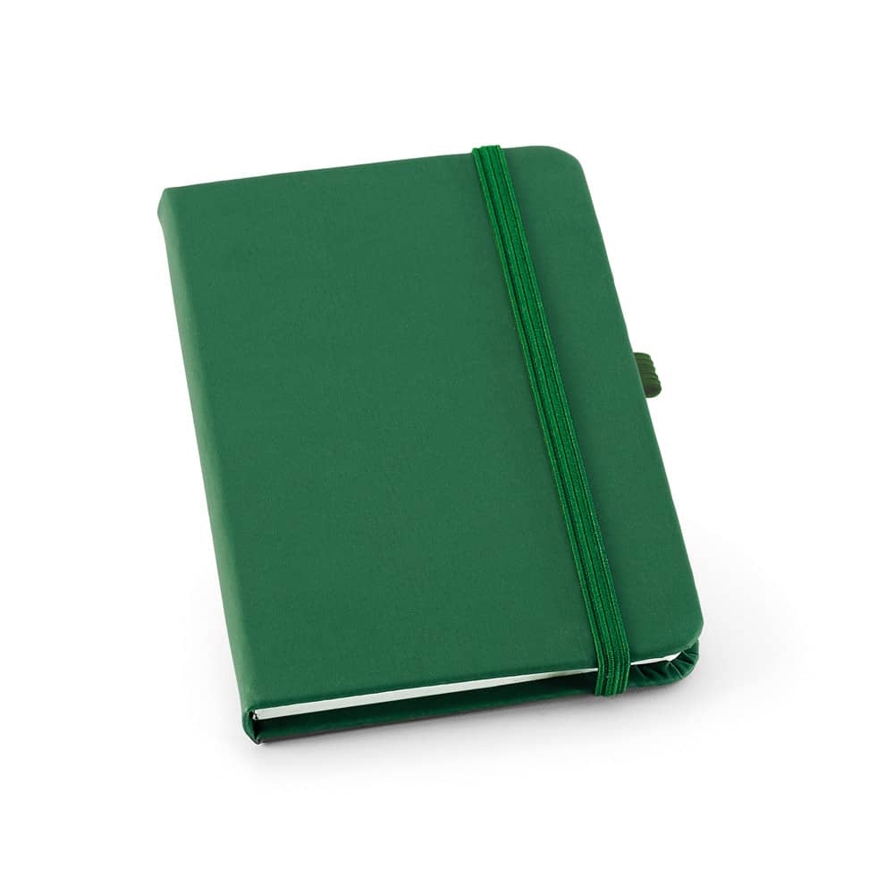 Caderno A6 de capa dura em c.sintético com páginas pautadas