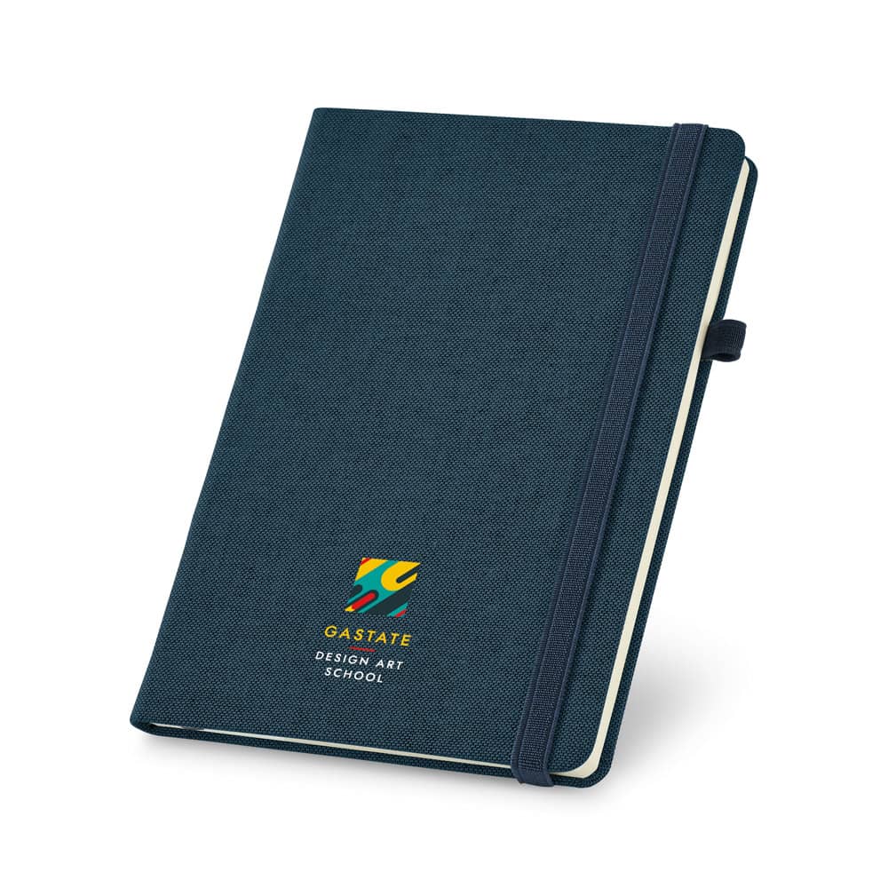 Caderno A5 em canvas (poliéster) com páginas lisas