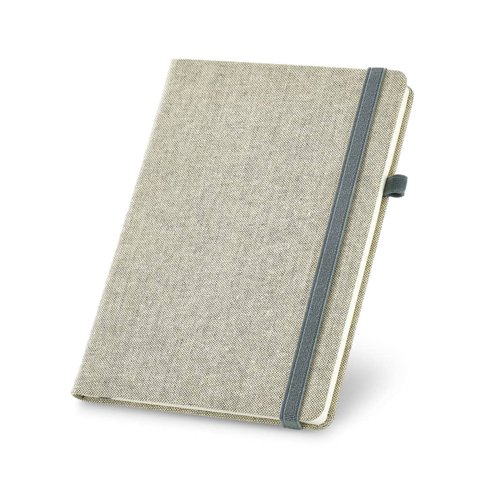 Caderno A5 em canvas (poliéster) com páginas lisas