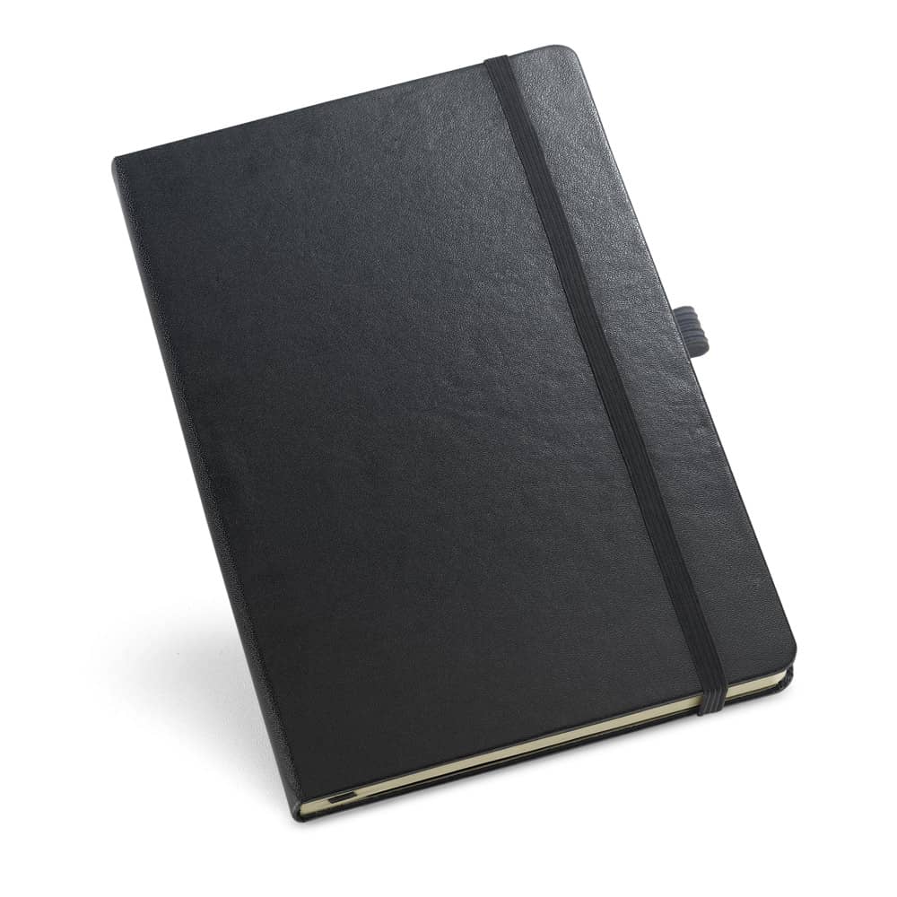 Caderno A5 de capa dura com páginas pautadas