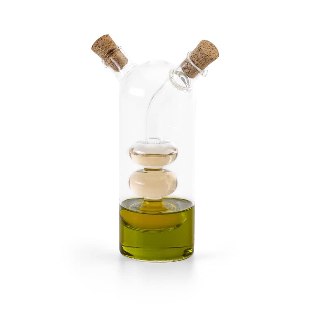 Galheteiro em vidro que contém dois reservatórios 50 mL e 250 mL
