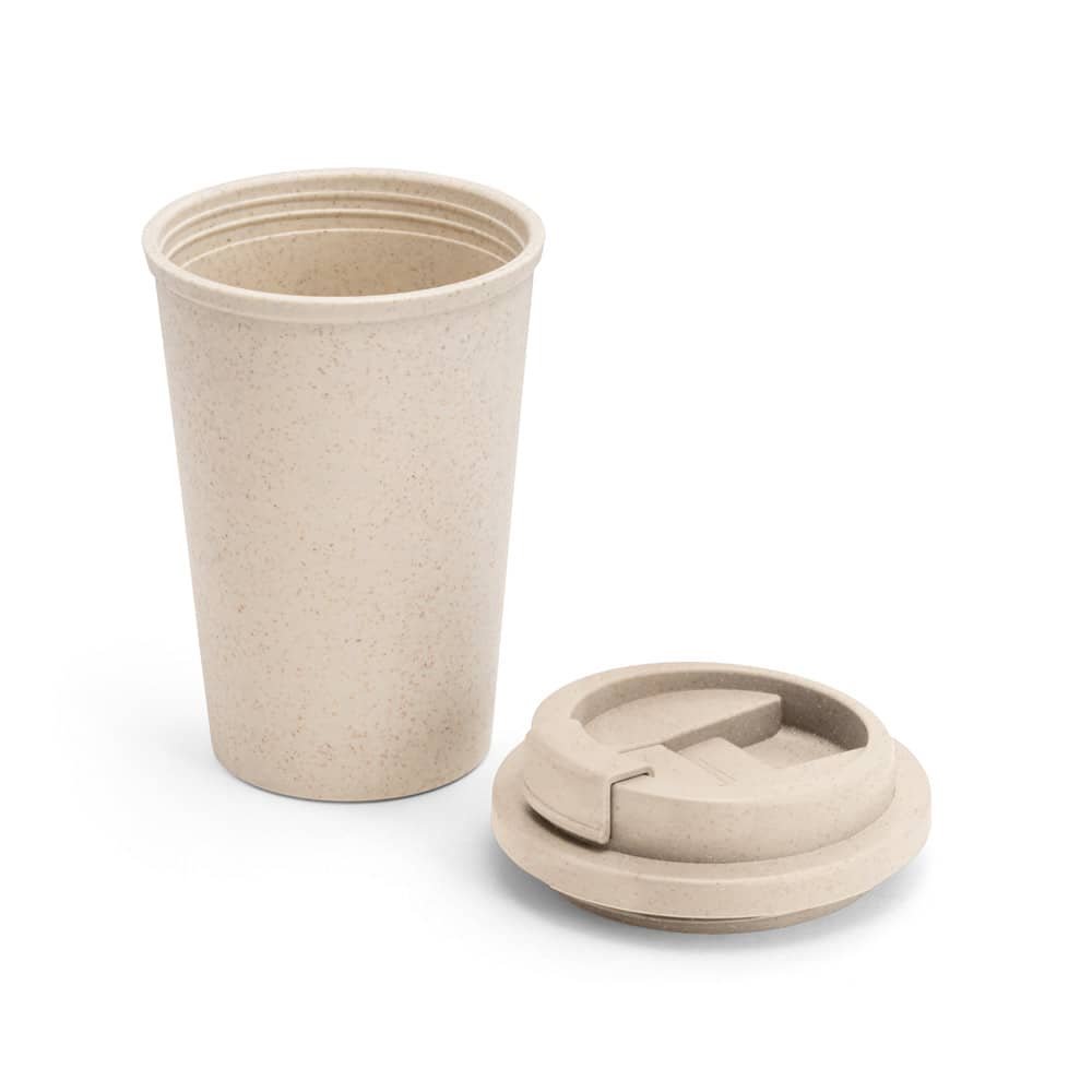 Copo de viagem em fibra de bambu (60%) e PP (40%) com tampa flip top (380 mL)