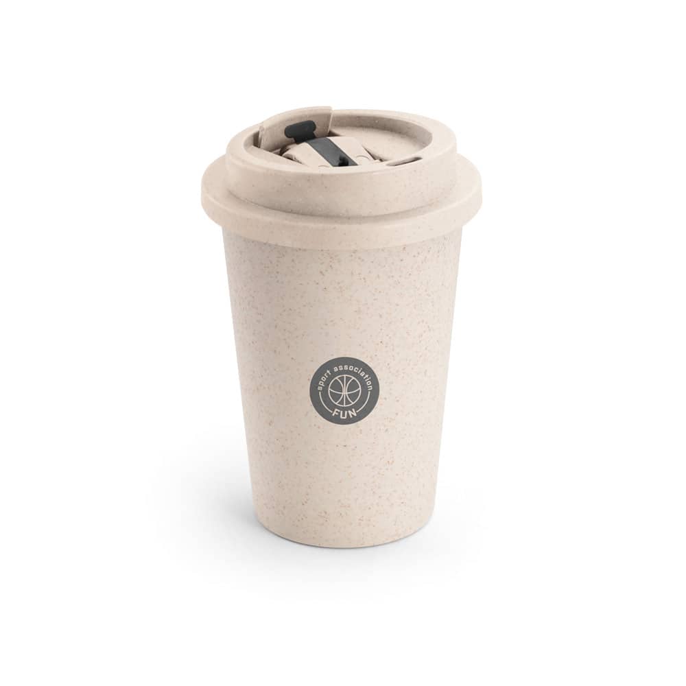Copo de viagem em fibra de bambu (60%) e PP (40%) com tampa flip top (380 mL)