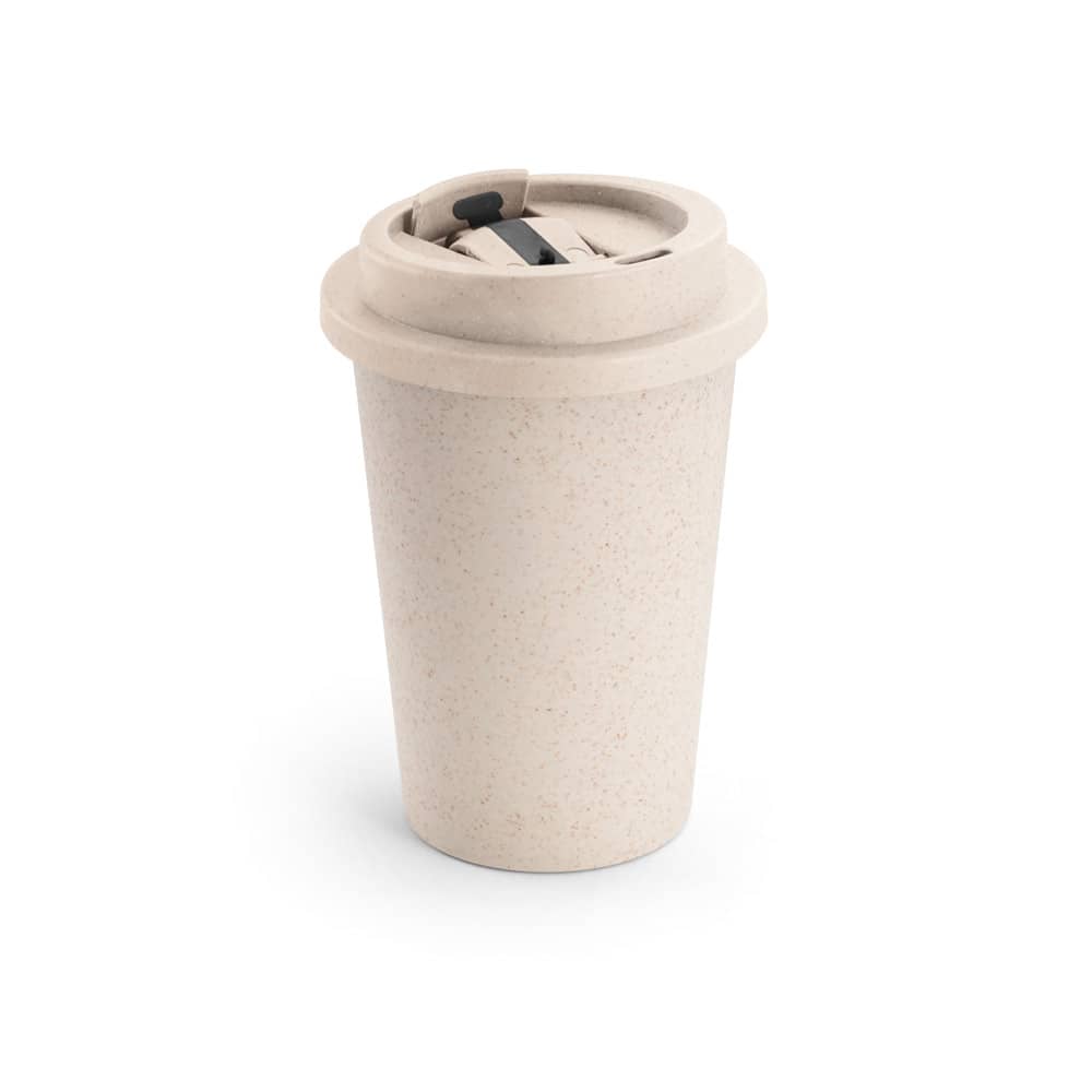 Copo de viagem em fibra de bambu (60%) e PP (40%) com tampa flip top (380 mL)
