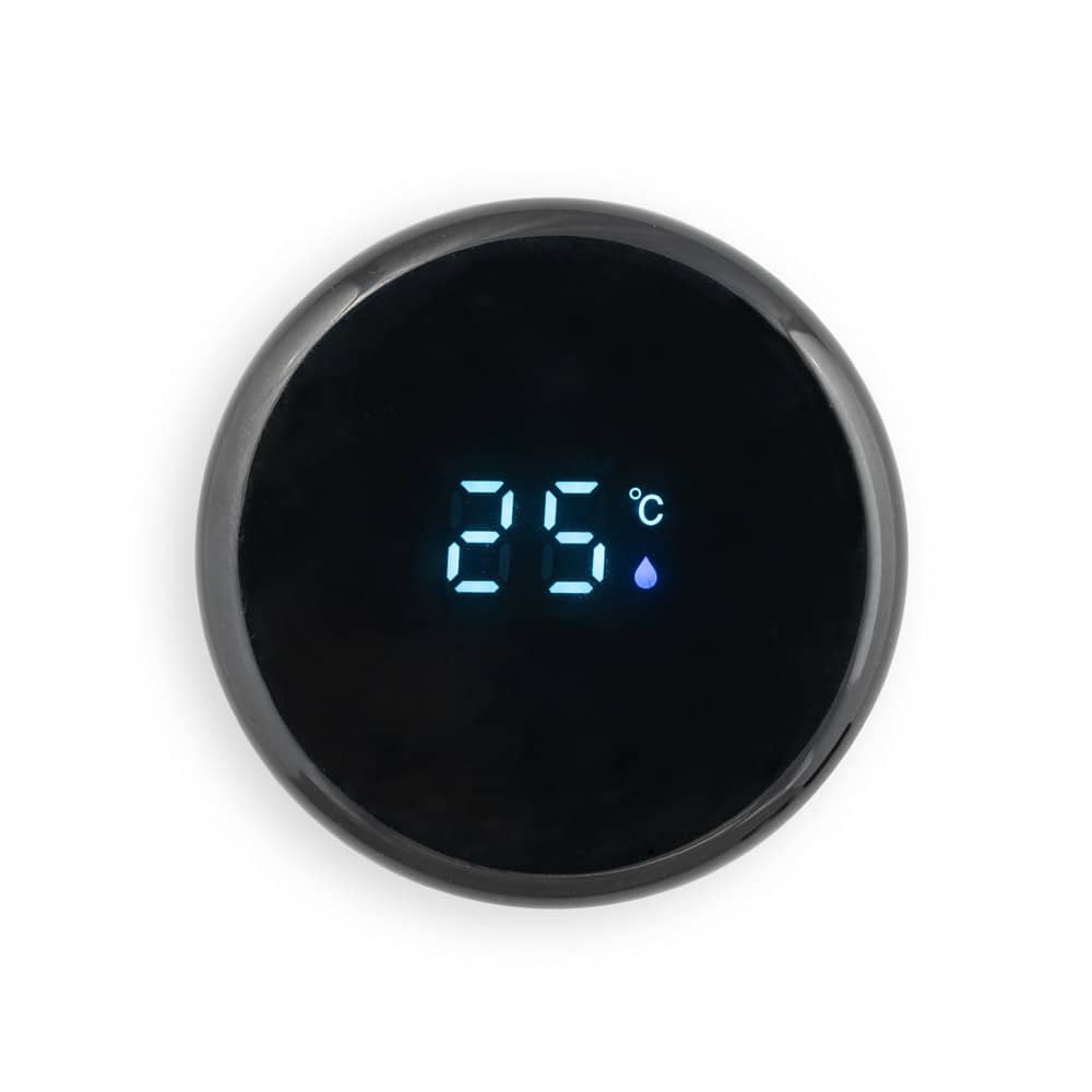 Garrafa térmica em aço inox de parede dupla isolada a vácuo, com termômetro digital (450 mL)