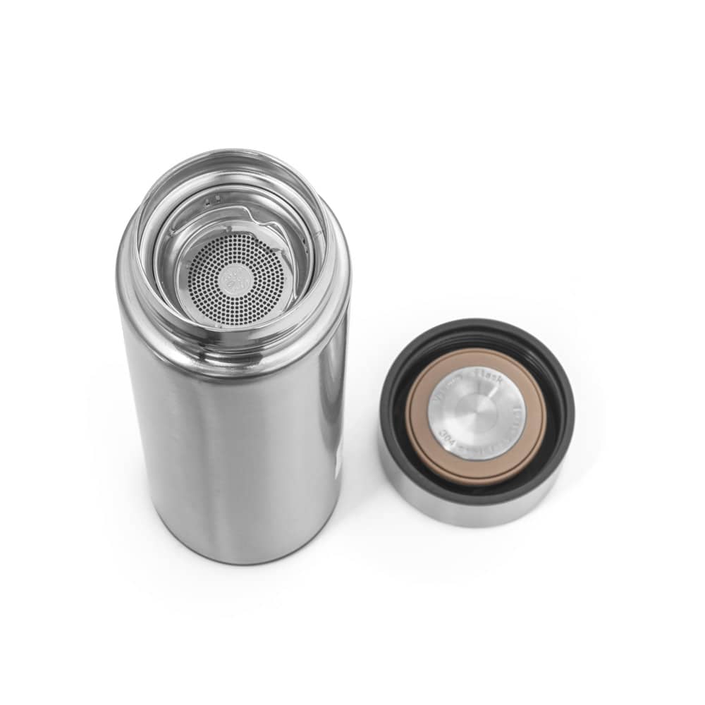 Garrafa térmica em aço inox de parede dupla isolada a vácuo, com termômetro digital (450 mL)