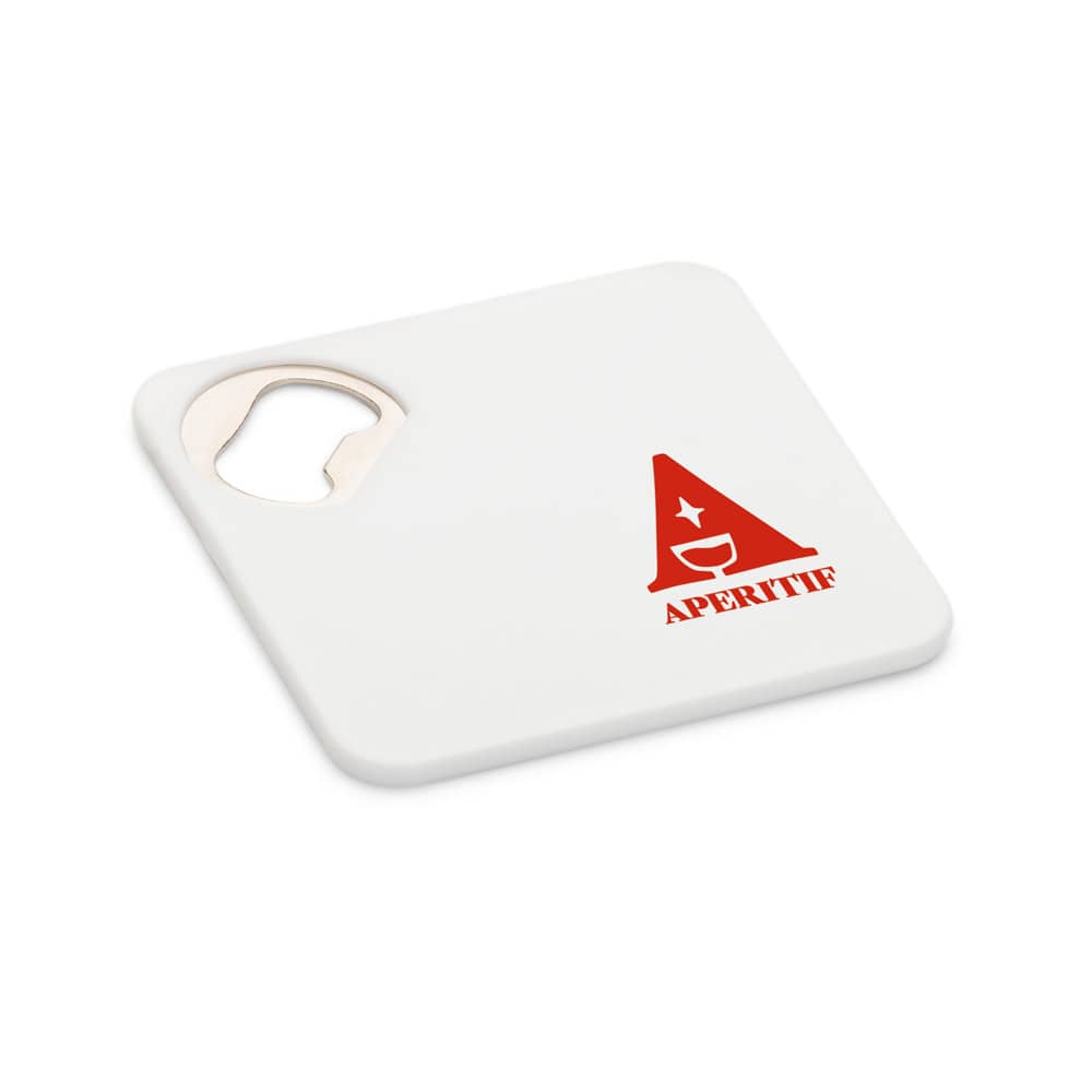 Porta copos em ABS com abridor de garrafas