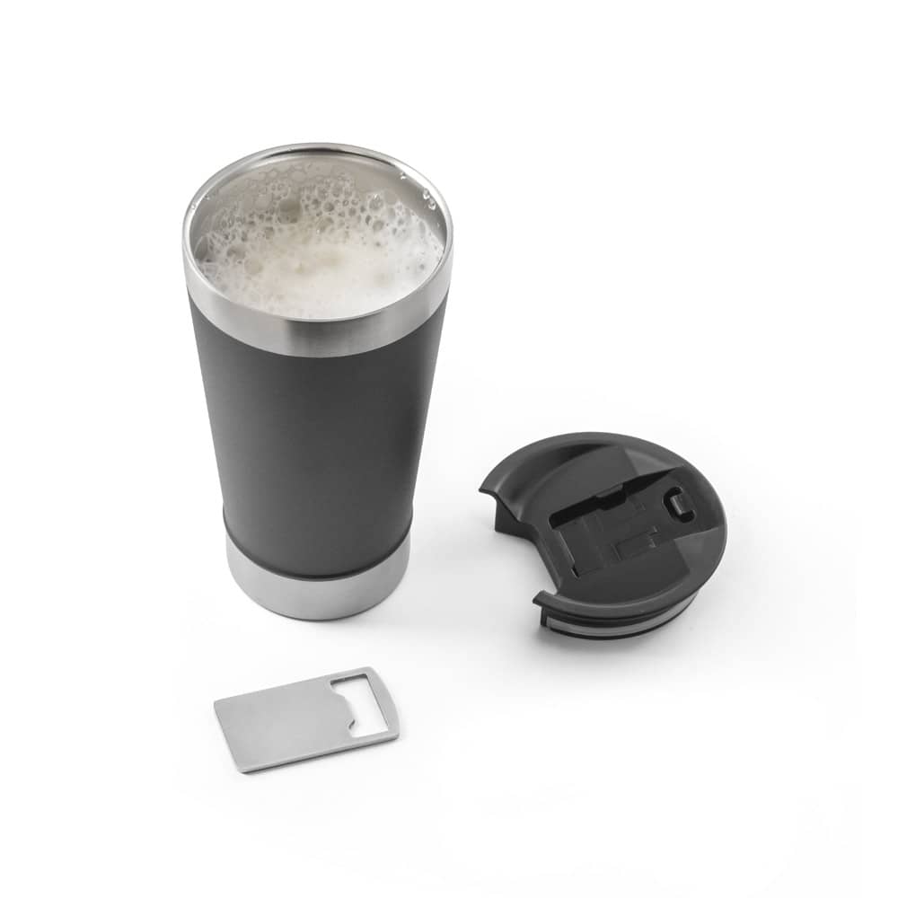 HALPERT LID. Copo de viagem em aço inox térmico, com parede dupla isolada a vácuo (630 mL)