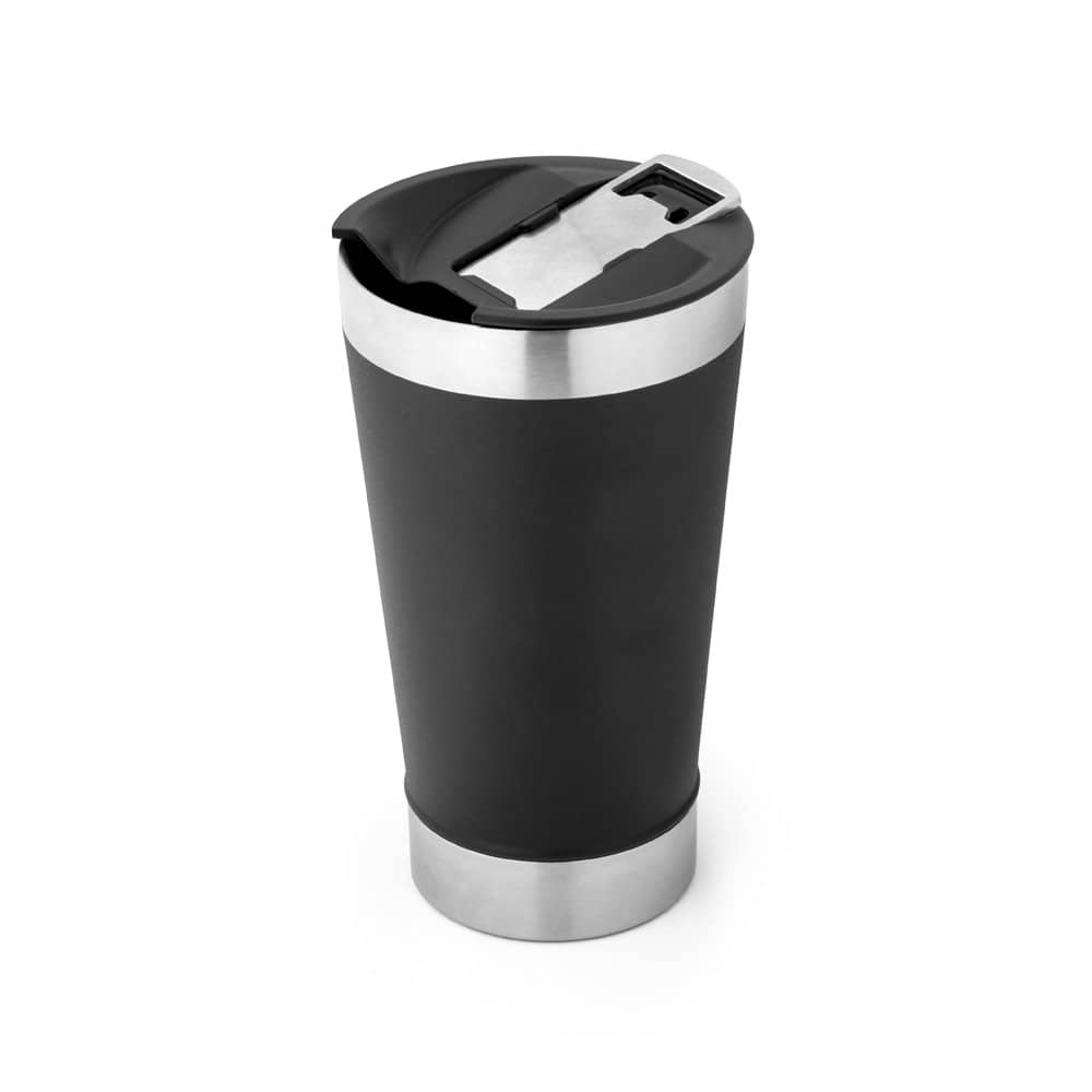 HALPERT LID. Copo de viagem em aço inox térmico, com parede dupla isolada a vácuo (630 mL)