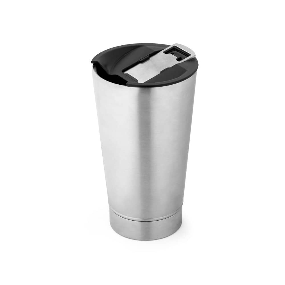 HALPERT LID. Copo de viagem em aço inox térmico, com parede dupla isolada a vácuo (630 mL)