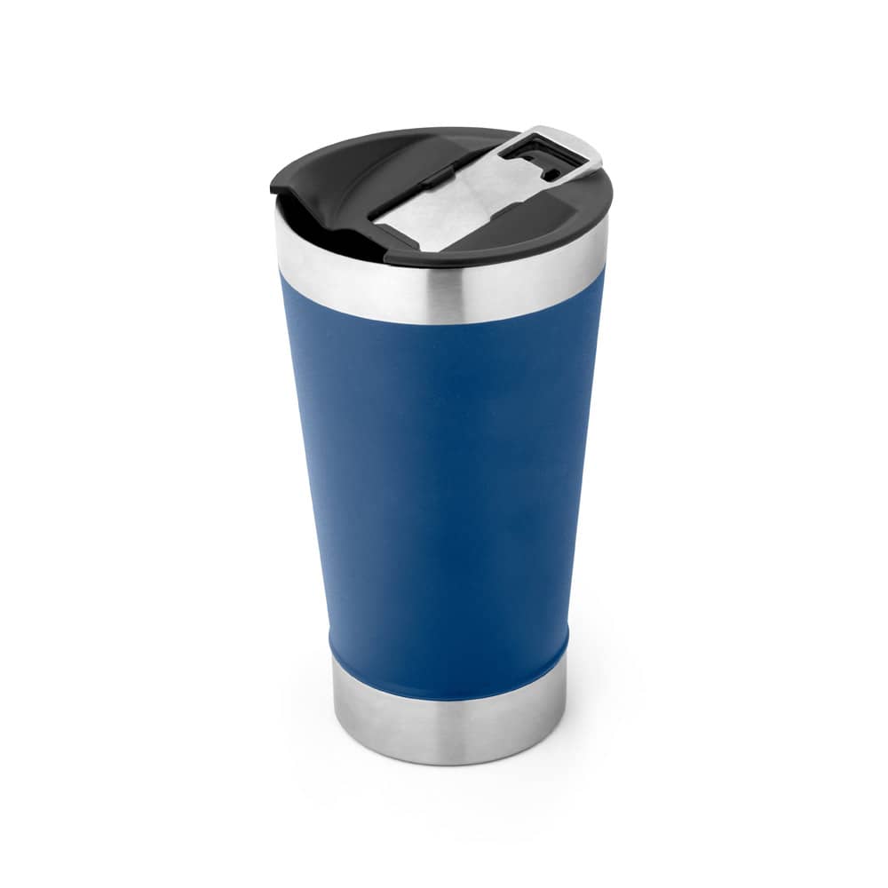 HALPERT LID. Copo de viagem em aço inox térmico, com parede dupla isolada a vácuo (630 mL)