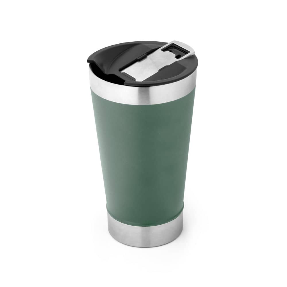 HALPERT LID. Copo de viagem em aço inox térmico, com parede dupla isolada a vácuo (630 mL)