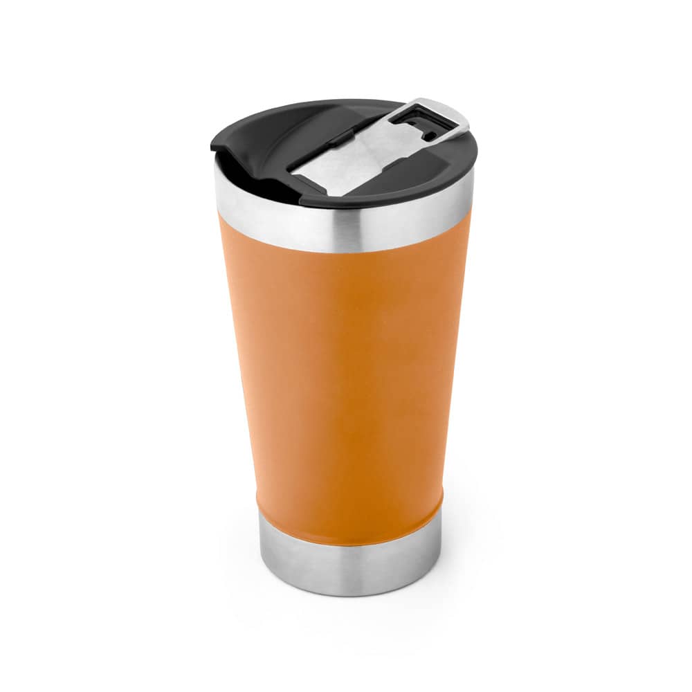 HALPERT LID. Copo de viagem em aço inox térmico, com parede dupla isolada a vácuo (630 mL)