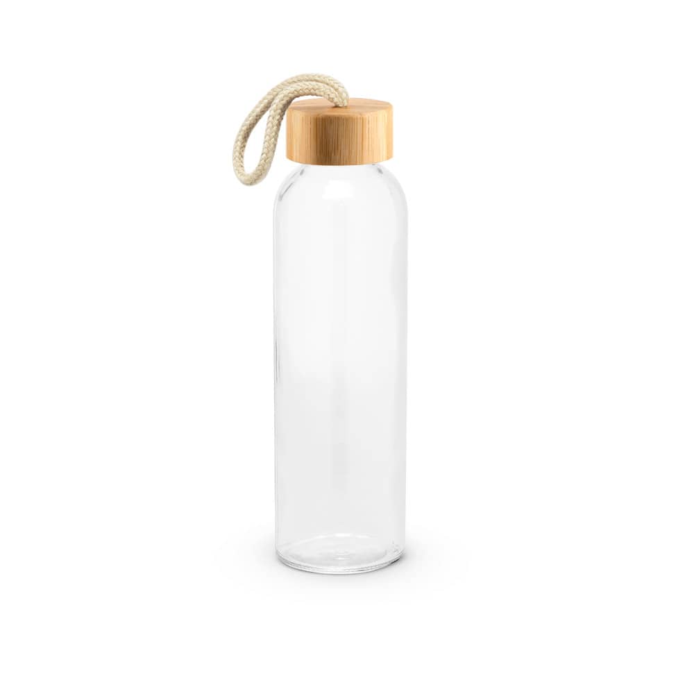 SOLER BAMBU. Squeeze para sublimação em vidro com tampa em bambu (500 mL)