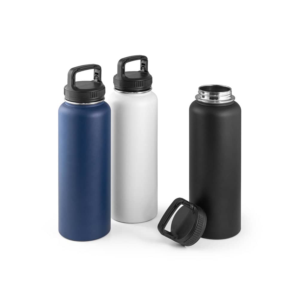 Garrafa esportiva térmica em aço inox 90% reciclado com revestimento em pó (1200 mL)