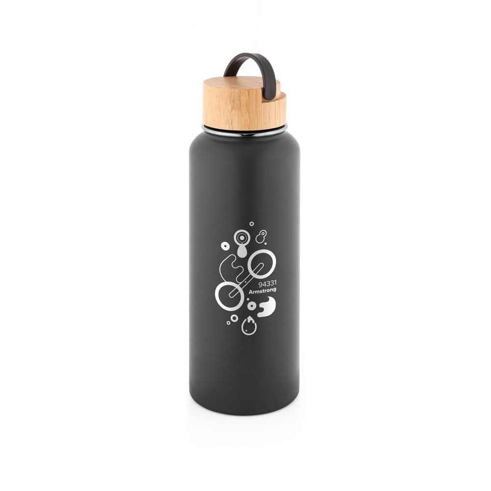 Garrafa térmica em aço inox 90% reciclado de parede dupla isolada a vácuo, com revestimento em pó (1200 mL)