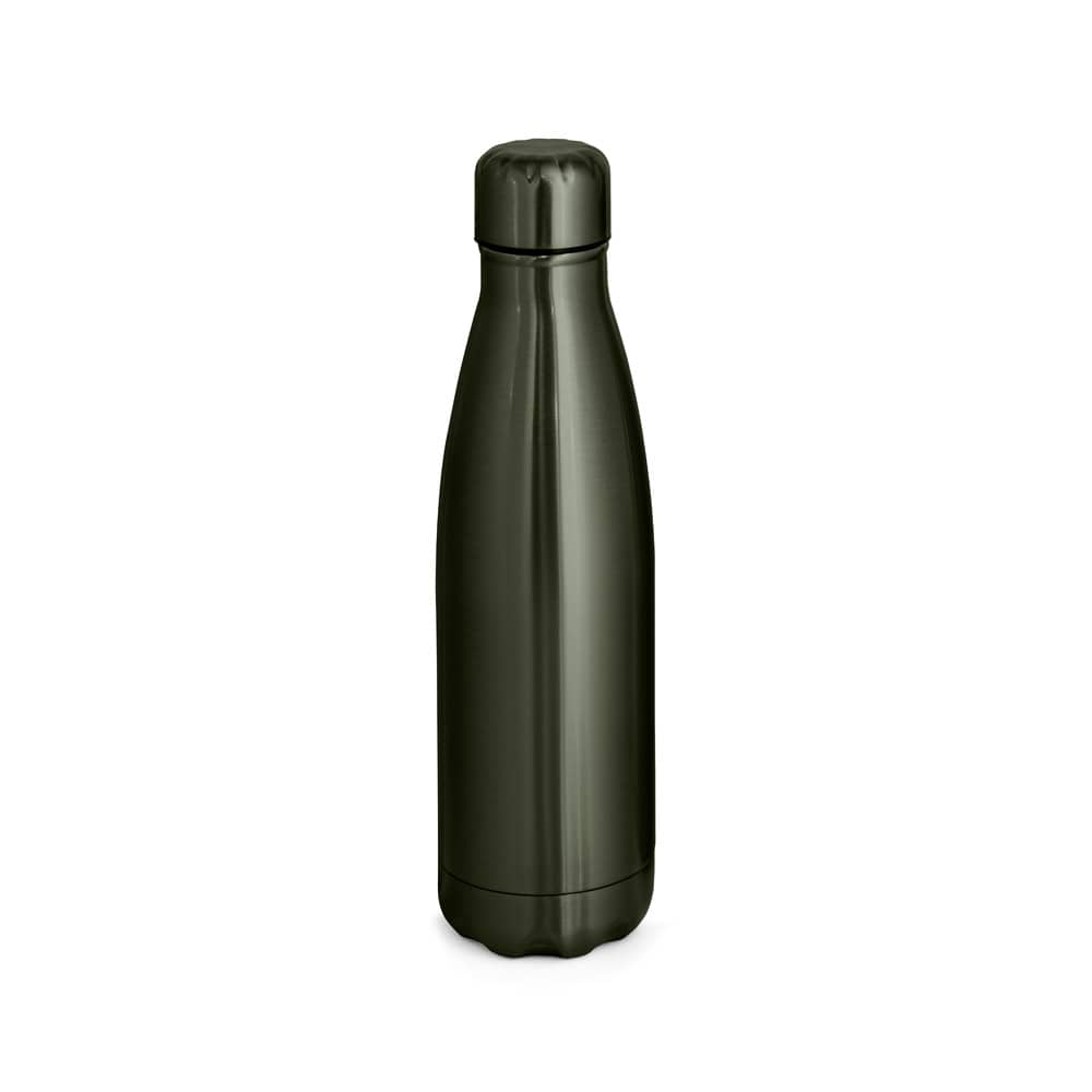 Garrafa térmica em aço inox de parede dupla isolada a vácuo, com acabamento metalizado (510 mL)