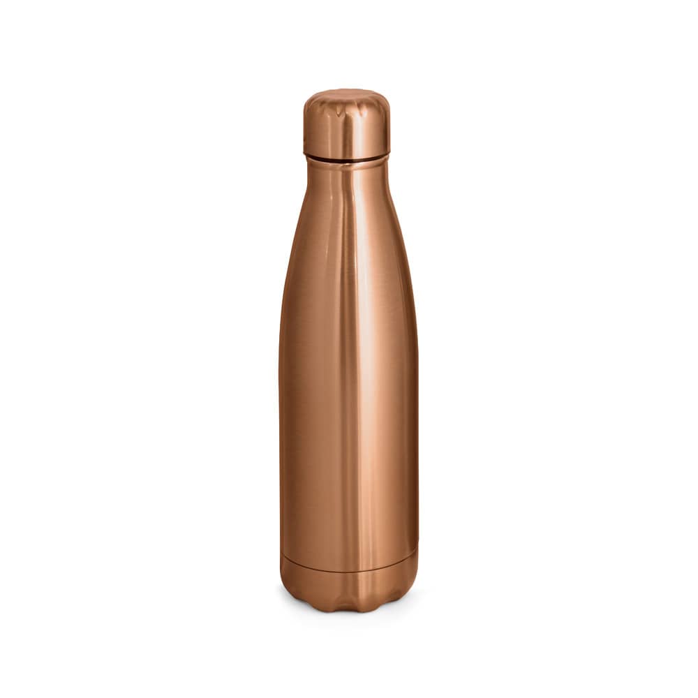 Garrafa térmica em aço inox de parede dupla isolada a vácuo, com acabamento metalizado (510 mL)