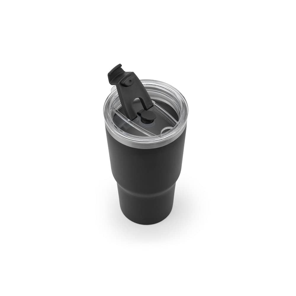 Copo de viagem térmico e compacto, em aço inox 91% reciclado de parede dupla isolada a vácuo, com acabamento mate (600 mL)