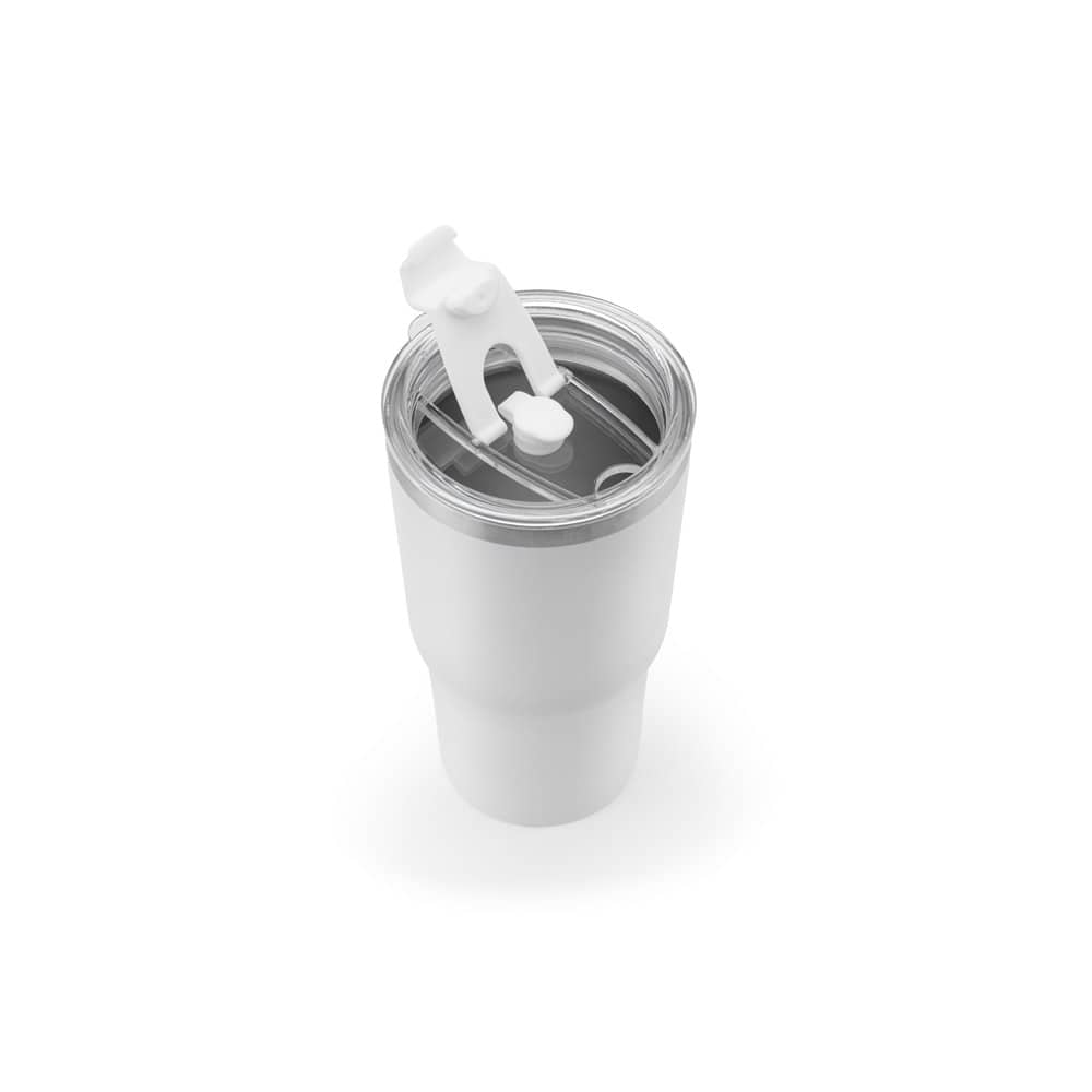 Copo de viagem térmico e compacto, em aço inox 91% reciclado de parede dupla isolada a vácuo, com acabamento mate (600 mL)
