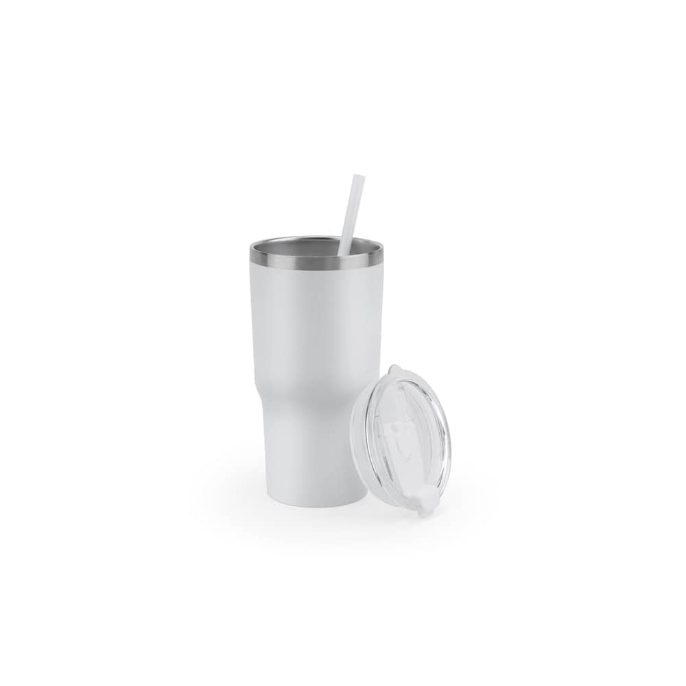 Copo de viagem térmico e compacto, em aço inox 91% reciclado de parede dupla isolada a vácuo, com acabamento mate (600 mL)