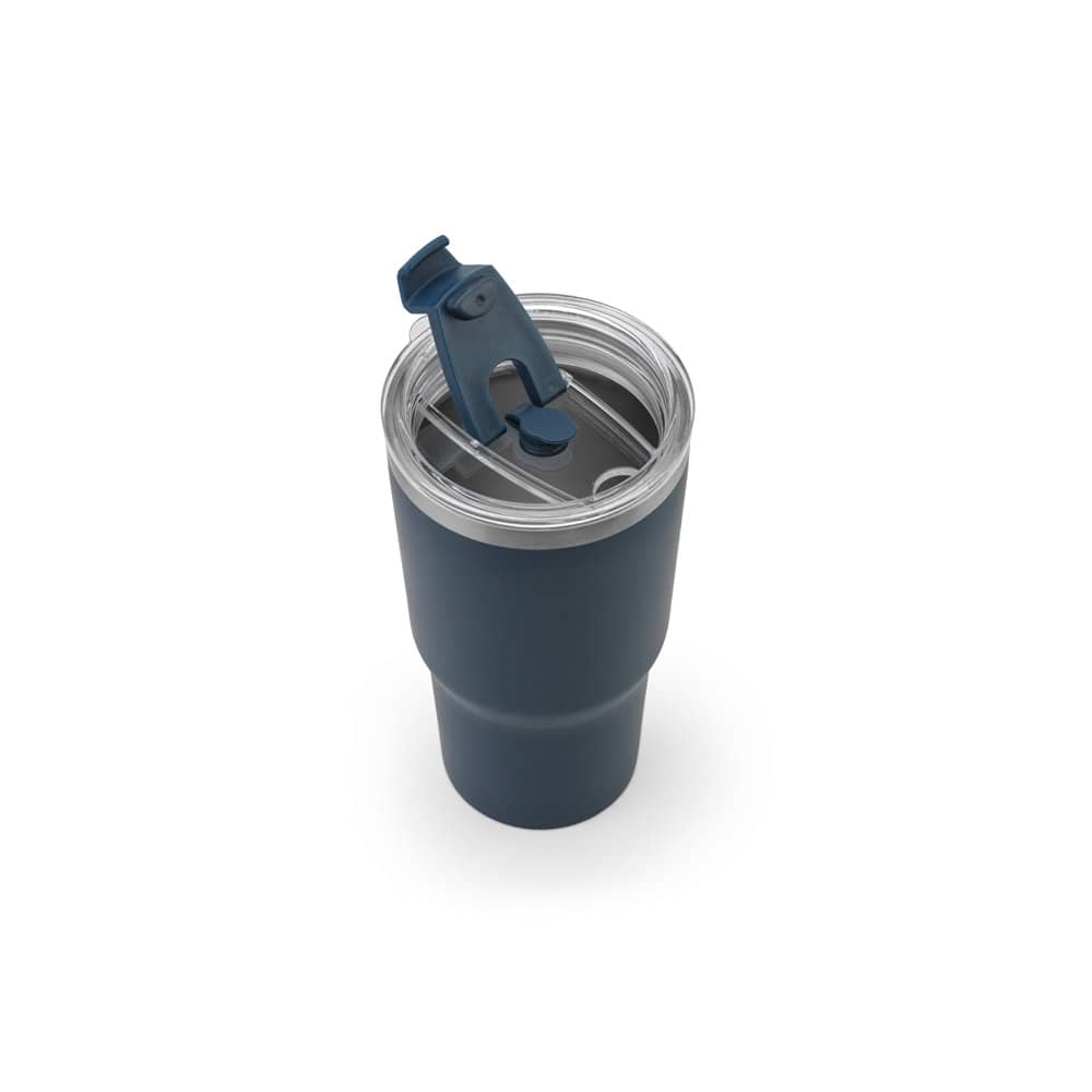 Copo de viagem térmico e compacto, em aço inox 91% reciclado de parede dupla isolada a vácuo, com acabamento mate (600 mL)