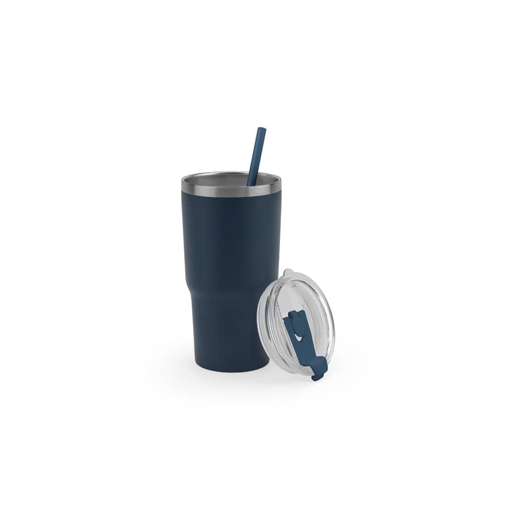 Copo de viagem térmico e compacto, em aço inox 91% reciclado de parede dupla isolada a vácuo, com acabamento mate (600 mL)