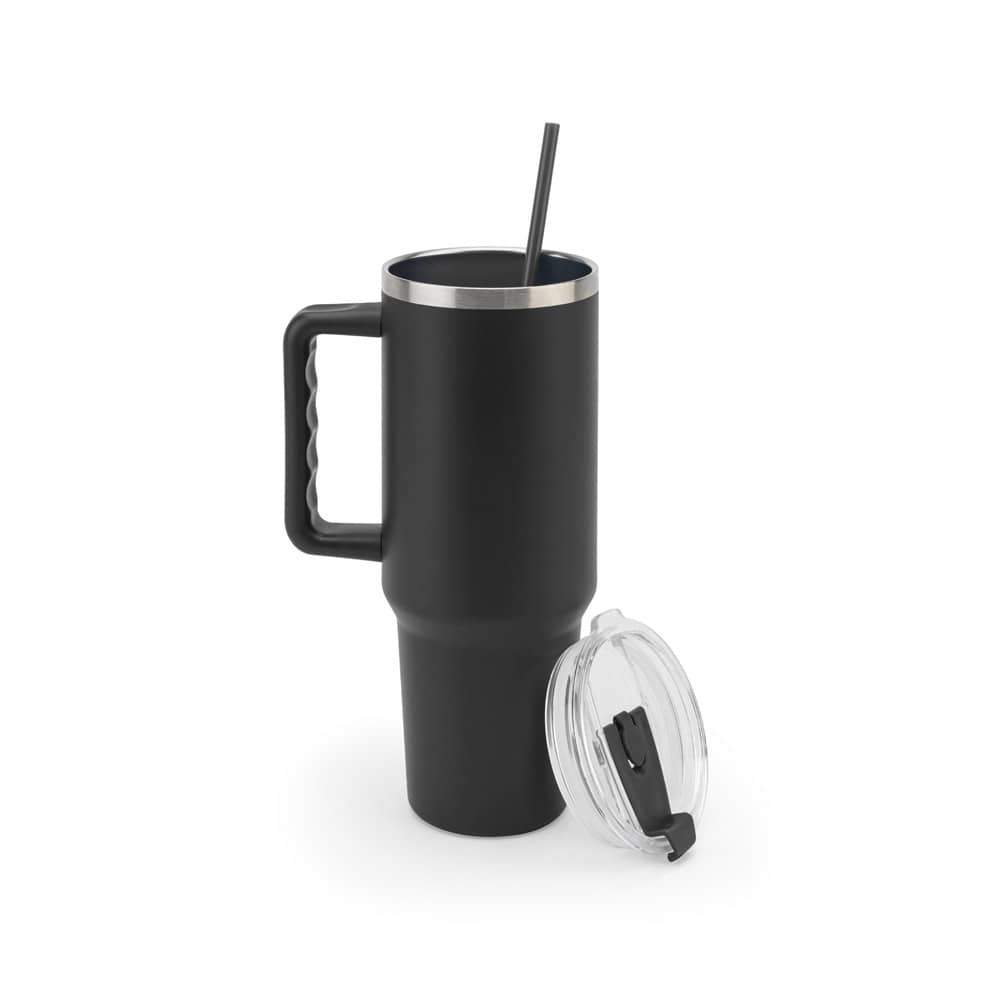 JOYNER XL. Copo de viagem térmico, de grande dimensão, em aço inoxidável 91% reciclado de parede dupla isolada a vácuo (1300 mL)