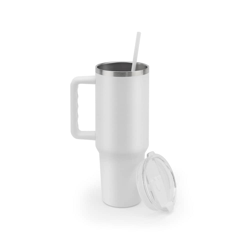 JOYNER XL. Copo de viagem térmico, de grande dimensão, em aço inoxidável 91% reciclado de parede dupla isolada a vácuo (1300 mL)