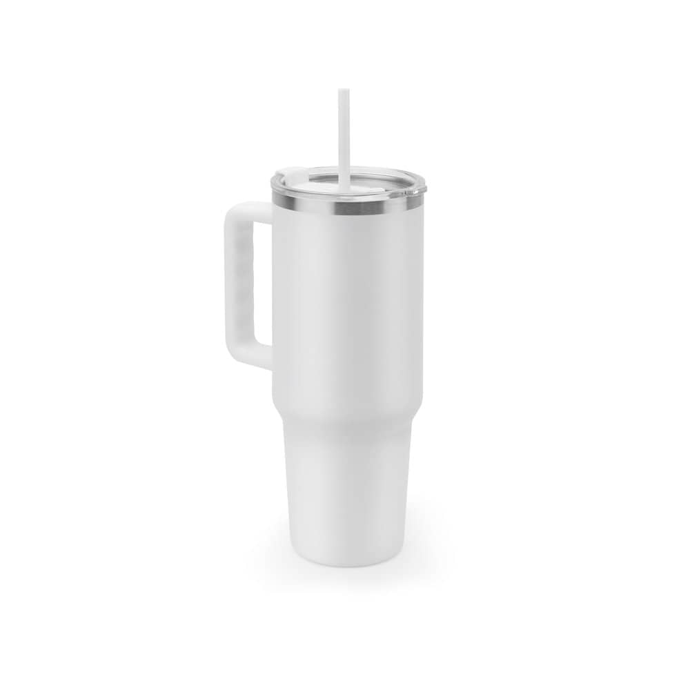 JOYNER XL. Copo de viagem térmico, de grande dimensão, em aço inoxidável 91% reciclado de parede dupla isolada a vácuo (1300 mL)
