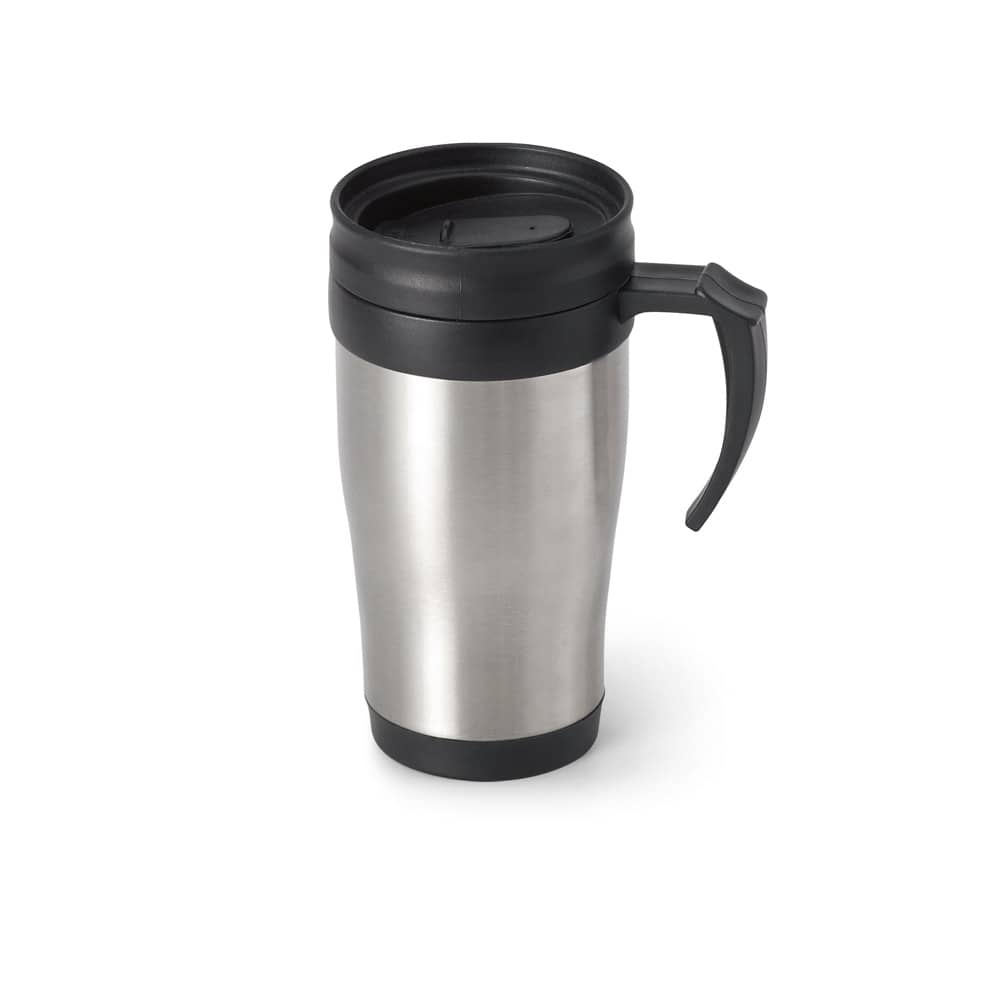 Caneca de viagem térmica de aço inox e PP, de parede dupla isolada a ar (420 mL)