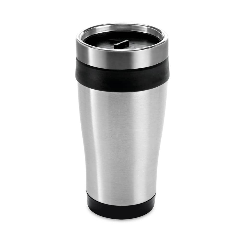Copo de viagem em aço inox e PP, térmico com parede dupla isolada a ar (420 mL)