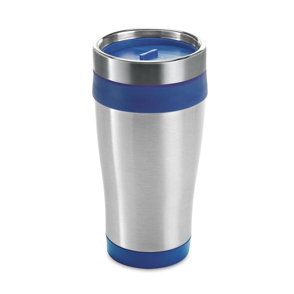 Copo de viagem em aço inox e PP, térmico com parede dupla isolada a ar (420 mL)