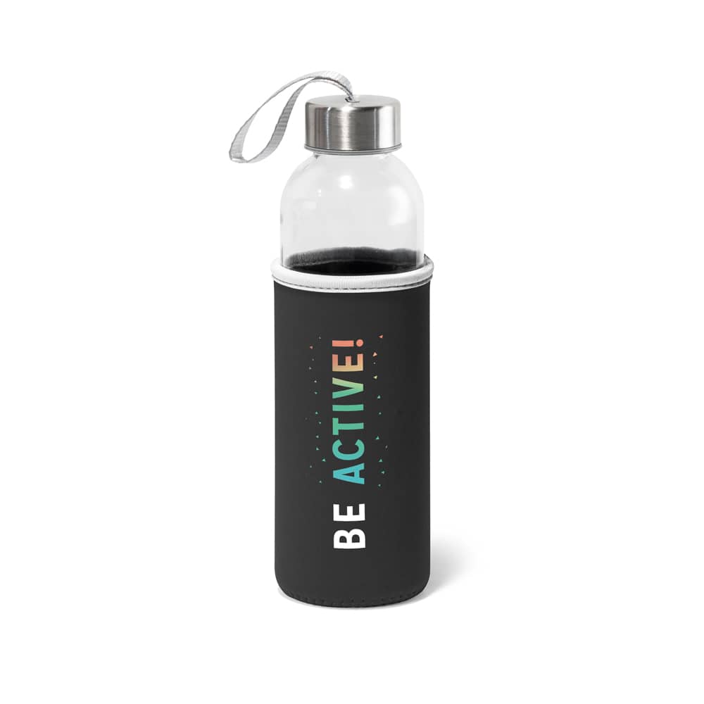 Squeeze em vidro e tampa em aço inox com alça (520 mL)