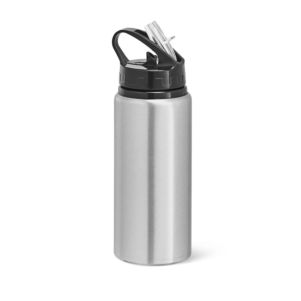 Squeeze em alumínio, com bico de canudo flip e canudo (670 mL)