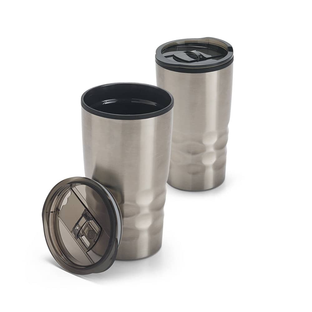 Copo de viagem em aço inox e PP, térmico com parede dupla isolada a ar (510 mL)