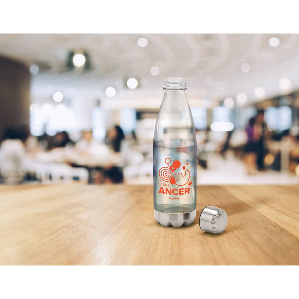 Squeeze em AS, com tampa e base em aço inox (700 mL)