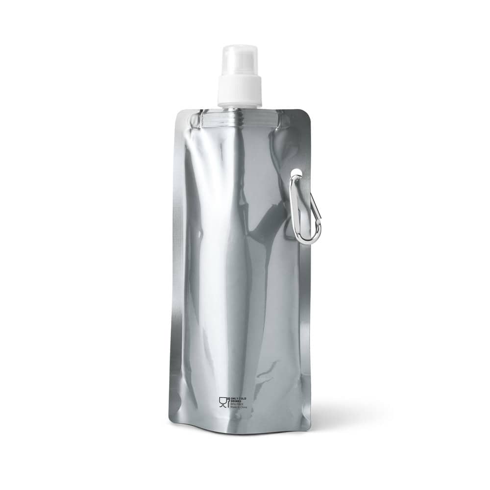 Squeeze dobrável em PE com bico de sistema "push-pull" e acabamento metalizado (460 mL)