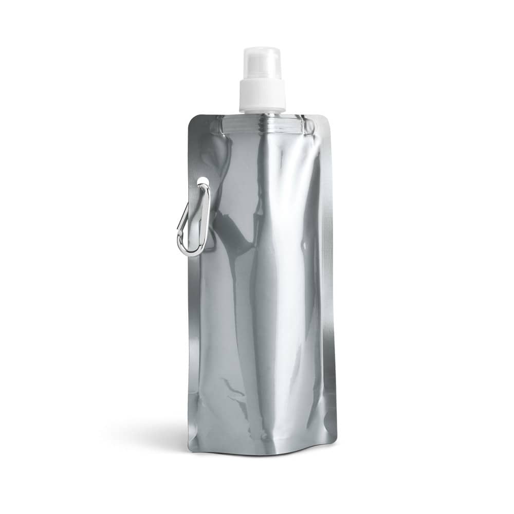 Squeeze dobrável em PE com bico de sistema "push-pull" e acabamento metalizado (460 mL)